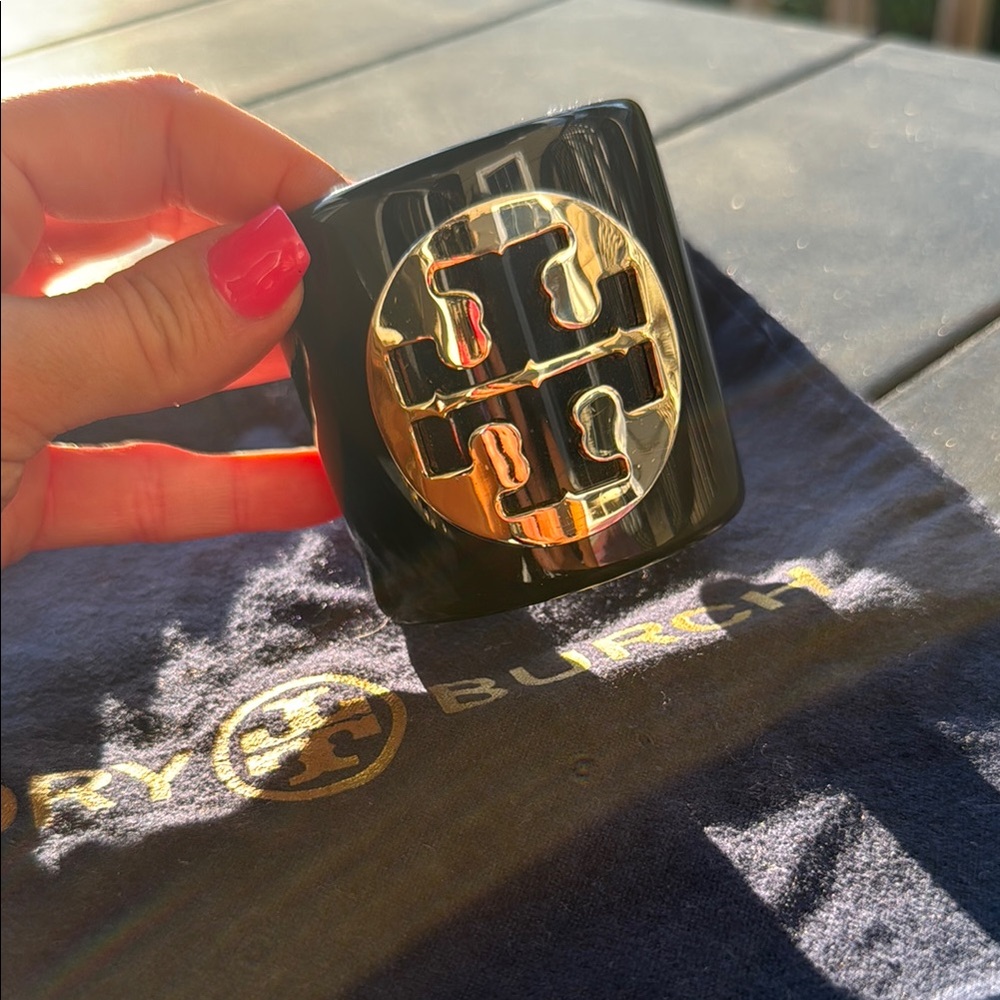 Tory Burch Navy Cuff with Gold Logo